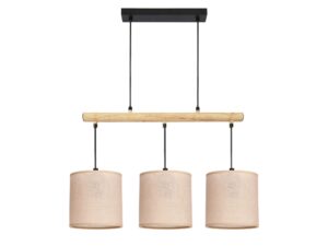 Miniaturka 2 - Lampa wisząca Savilina czarna z trzema beżowymi abażurami E27