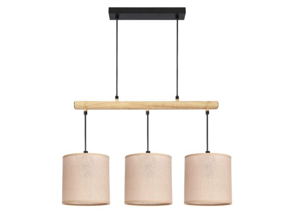 Lampa wisząca Savilina czarna z trzema beżowymi abażurami E27