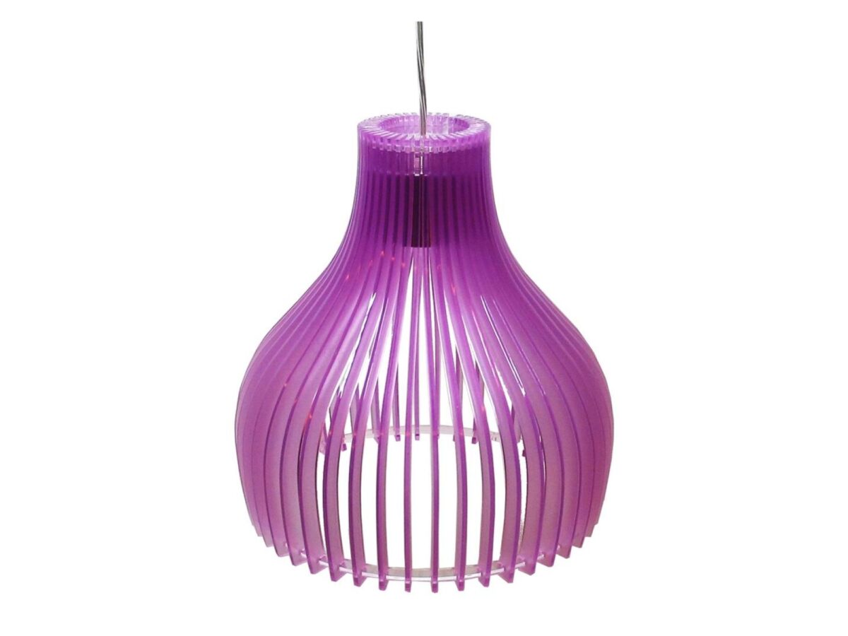 Lampa wisząca Savira 26 cm fioletowa z ażurowym kloszem