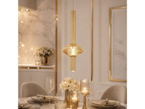 Miniaturka 7 - Lampa wisząca Seladano 7 W złota w aranżacji – ujęcie 2