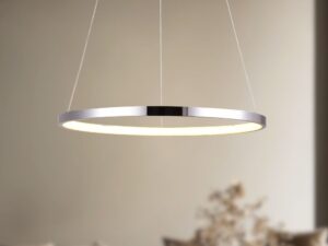 Miniaturka 2 - Chromowany pierścień LED Selavona w aranżacji, jasna osłona od spodu