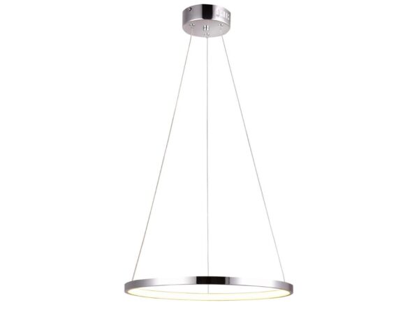 Lampa wisząca LED Selavona chrom, pierścień 40 cm na stalowych linkach