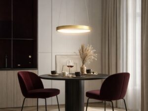Miniaturka 5 - Złota lampa wisząca Selavona 40 cm nad stołem w jadalni