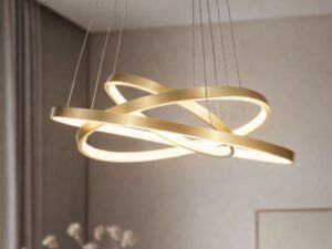 Miniaturka 4 - Lampa Selavona złota z trzema świecącymi obręczami w aranżacji