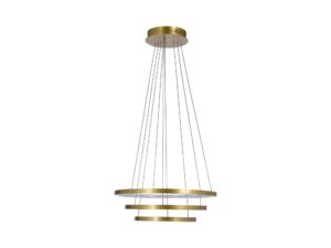 Miniaturka 3 - Lampa wisząca Selavona złota z trzema poziomymi ringami LED