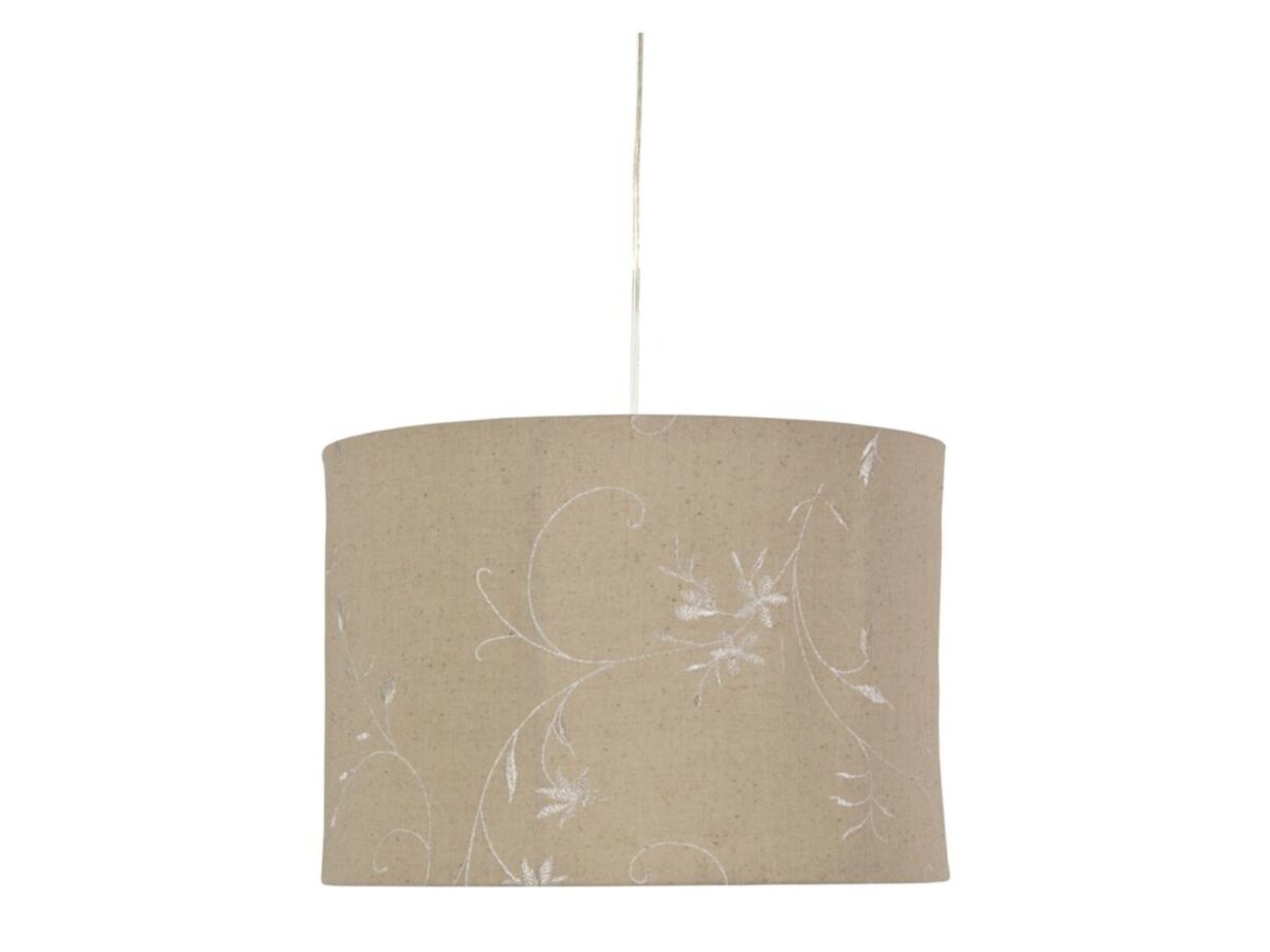 Lampa wisząca Selerona z lnianym abażurem 35 cm beżowa