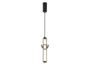 Miniaturka 5 - Czarna lampa wisząca LED Selireta 19 W na białym tle, cała oprawa
