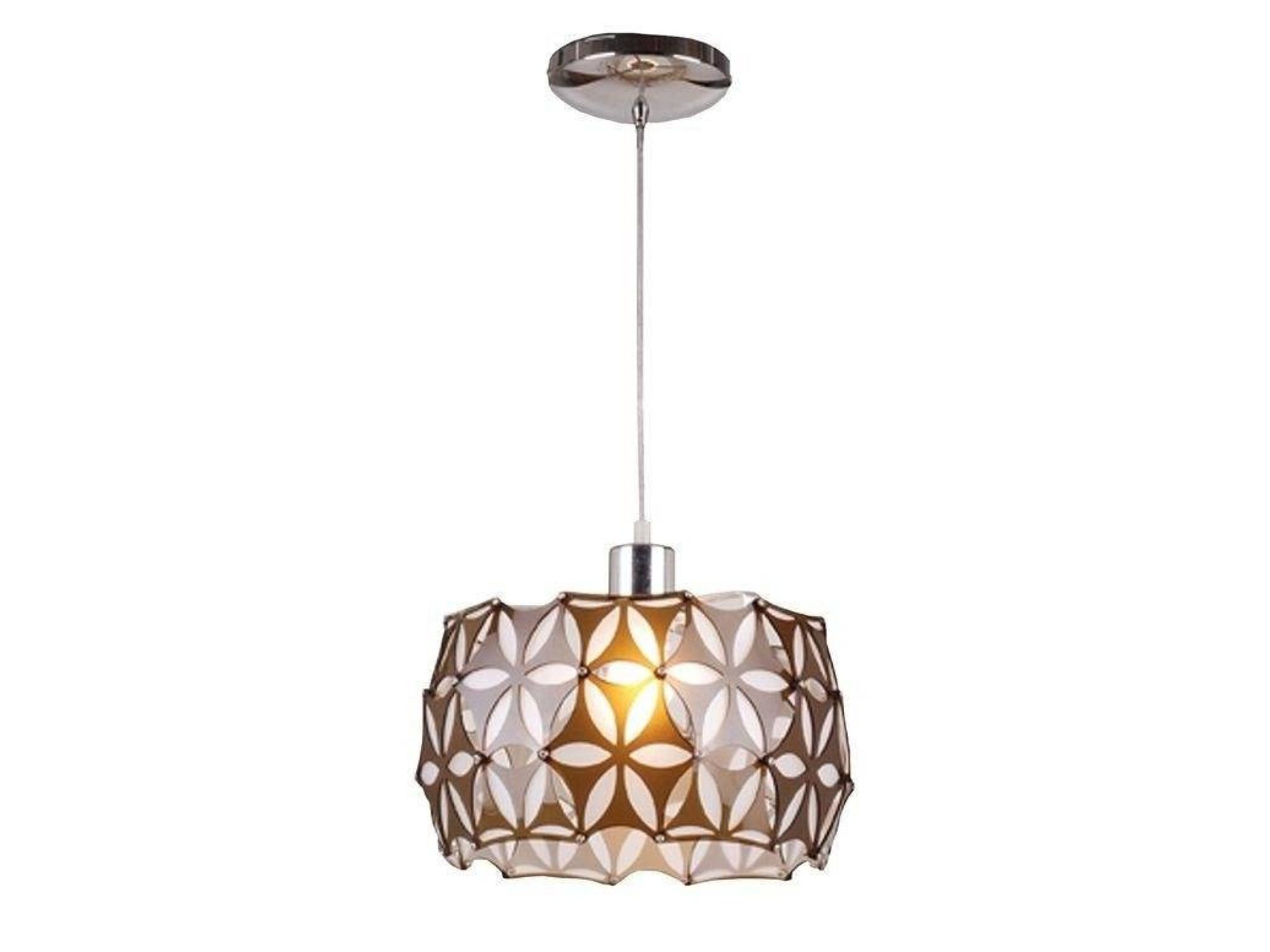 Lampa wisząca Selirino z bursztynowym ażurowym kloszem we wzór rozet