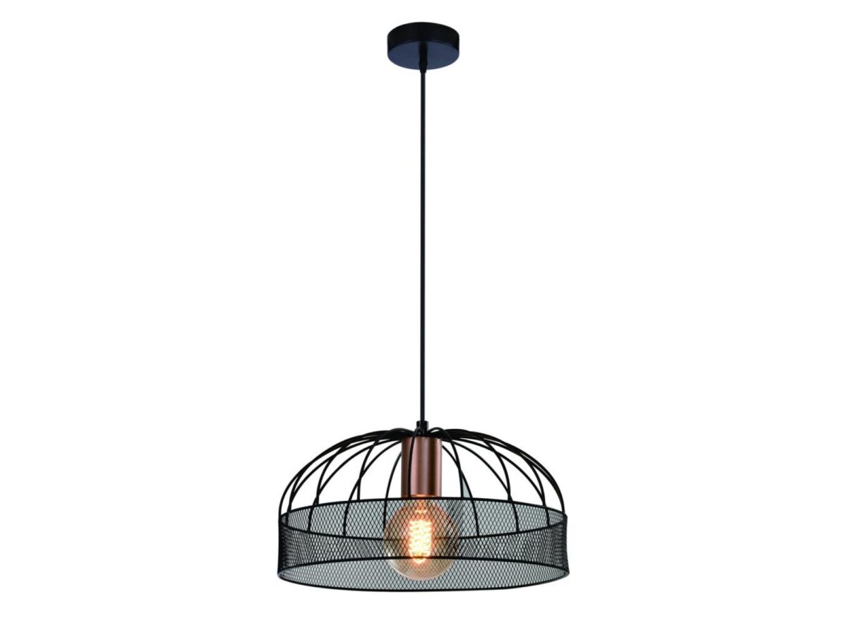 Lampa wisząca Selitona ażurowa 30 cm czarna ze złotem