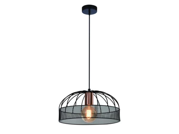 Lampa wisząca Selitona czarna z ażurowym kloszem i złotym detalem
