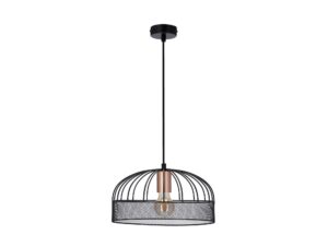Miniaturka 1 - Selitona lampa wisząca detal budowy czarnego klosza z siatką