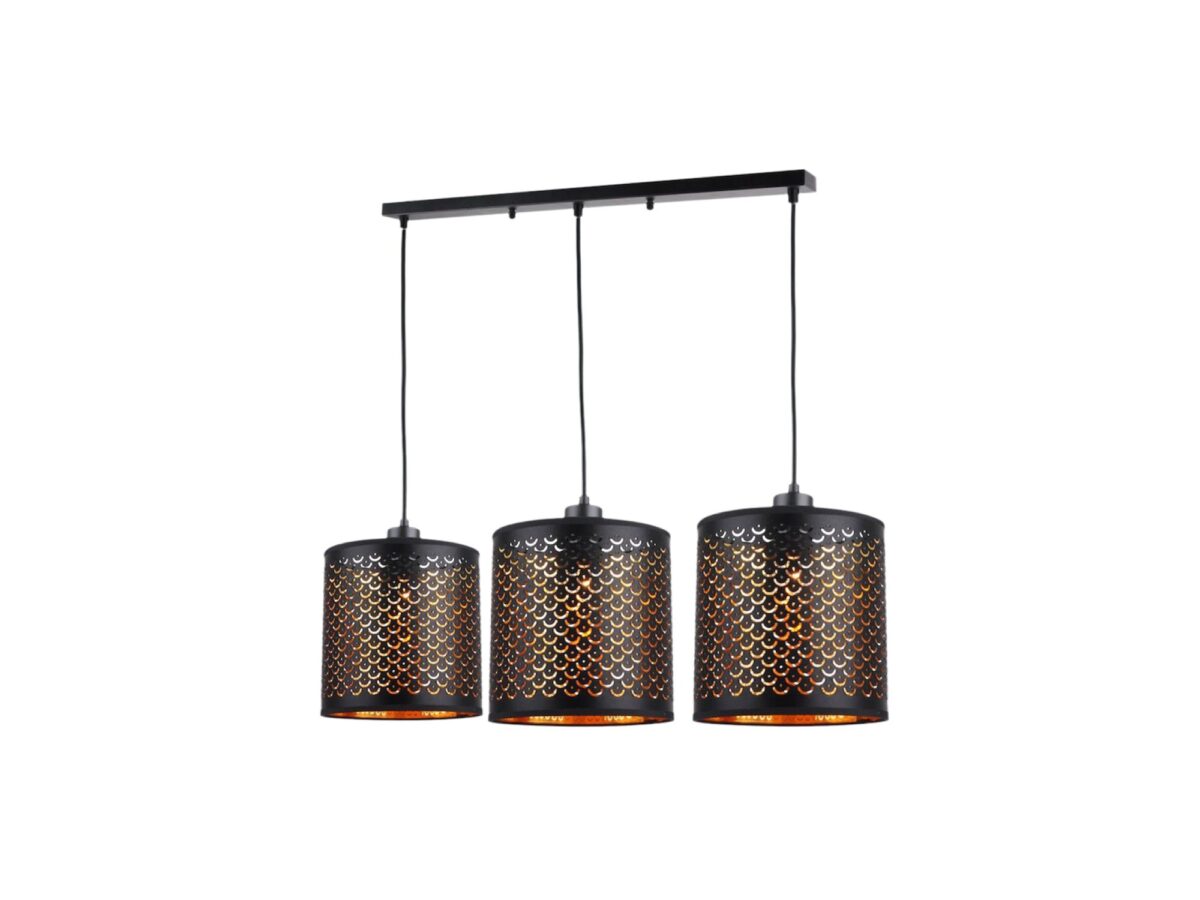Lampa wisząca Seloda 3 × E27 64 cm czarno-złota