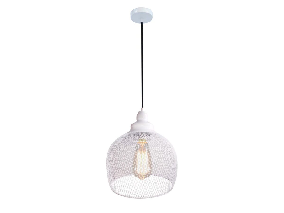 Lampa wisząca Selotino biała z ażurowym kloszem E27 28 cm