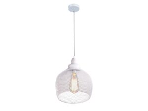 Miniaturka 2 - Lampa wisząca Selotino biała metalowa siatka i czarny przewód