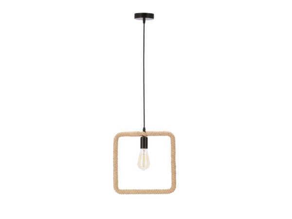 Lampa wisząca Selovina z czarnym zawieszeniem i beżowym splotem