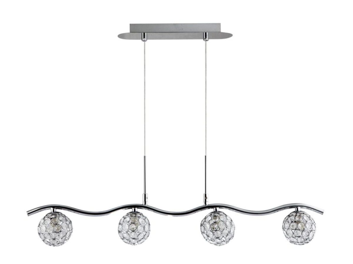 Lampa wisząca Serelia chromowana z 4 kryształowymi kulami