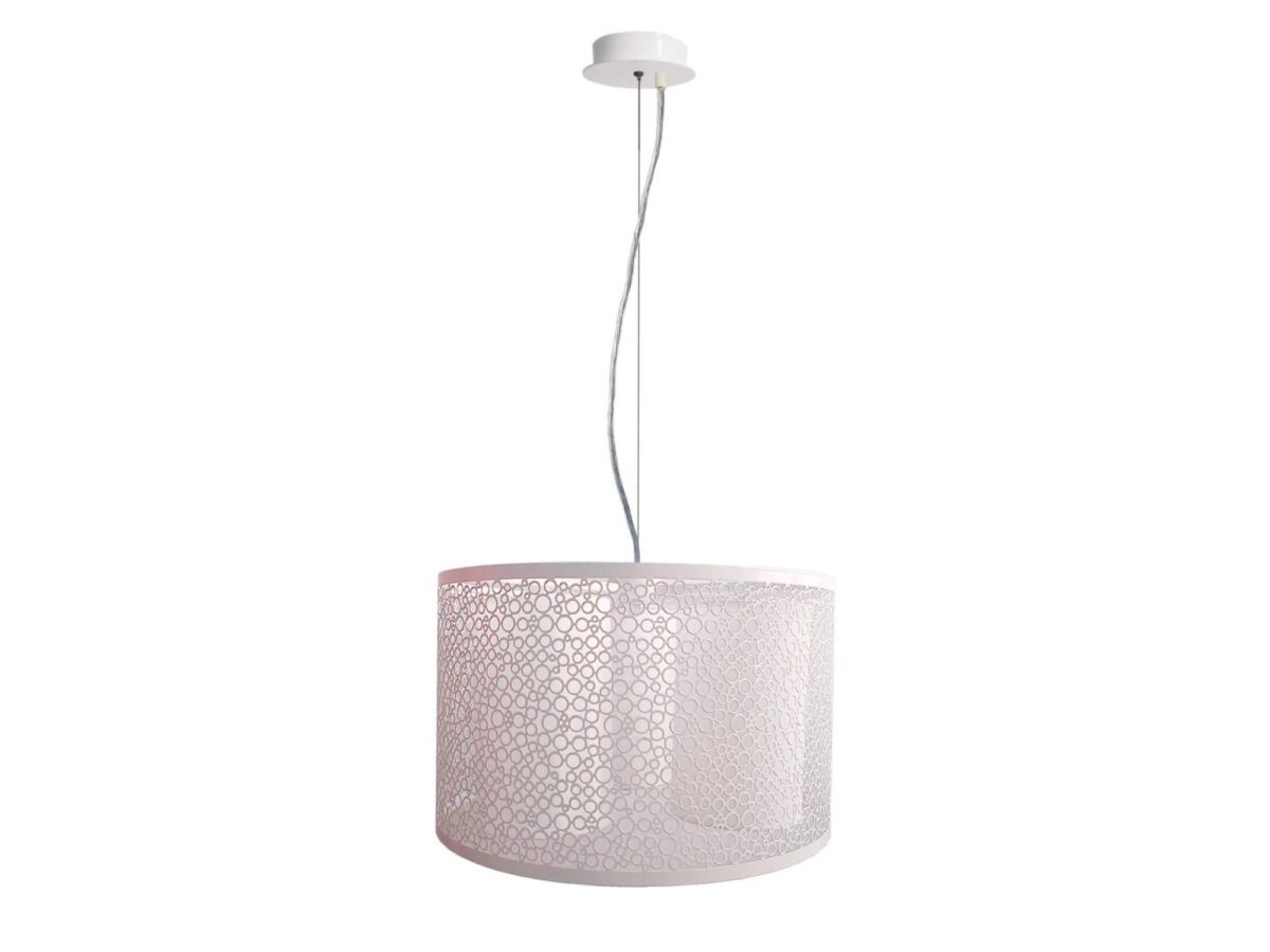 Lampa wisząca Seremia biała z ażurowym abażurem