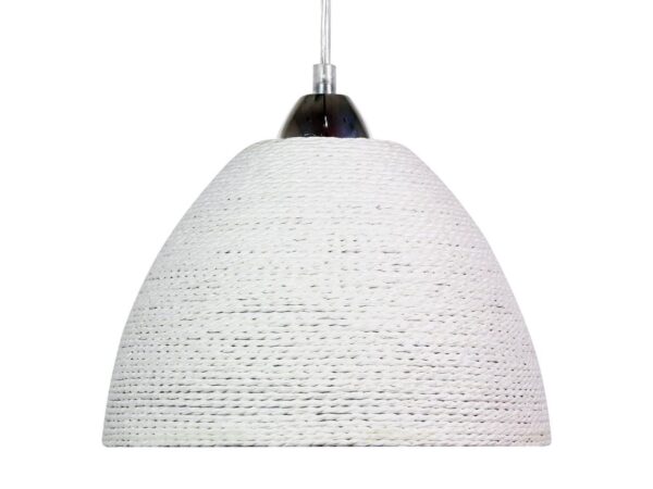 Lampa wisząca Serisio z białym plecionym abażurem i metalowym mocowaniem