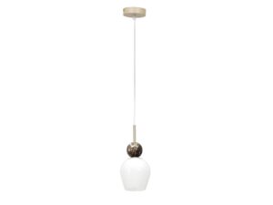Miniaturka 6 - Seriveta pojedyncza lampa wisząca w kolorze taupe, biały klosz, białe tło