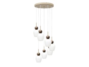 Miniaturka 6 - Lampa wisząca Seriveta siedem zwisów opalowe klosze białe tło