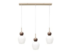 Miniaturka 6 - Lampa Seriveta potrójna liniowa z trzema opalowymi kloszami na białym tle