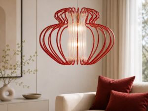 Miniaturka 3 - Lampa wisząca Serosina czerwona w aranżacji wnętrza