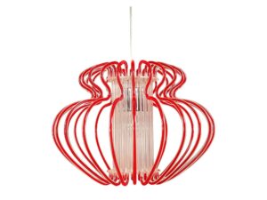 Miniaturka 1 - Lampa wisząca Serosina czerwona z dużym plastikowym abażurem