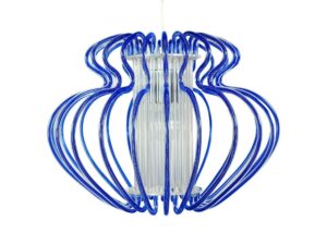 Miniaturka 5 - Lampa wisząca Serosina niebieska z dużym plastikowym abażurem