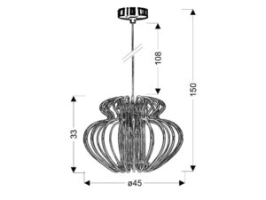 Miniaturka 3 - Rysunek wymiarów lampy wiszącej Serosina 45 cm
