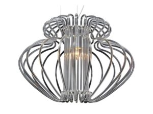 Miniaturka 2 - Lampa wisząca Serosina ze srebrzystym ażurowym kloszem z wygiętych prętów