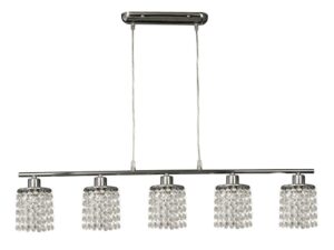 Miniaturka 2 - Lampa wisząca Serotora z pięcioma kloszami z przezroczystych kryształków na chromowanej listwie