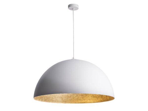Lampa wisząca Sfera biała ze złotym fakturowanym wnętrzem klosza
