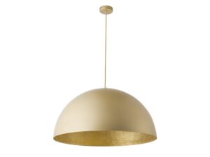 Miniaturka 4 - Lampa wisząca Sfera złota z kopułowym kloszem, pełny widok na białym tle