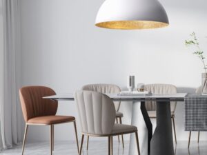Miniaturka 3 - Lampa wisząca Sfera z białą kopułą i złotym wykończeniem