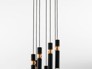 Miniaturka 2 - Lampa wisząca 7-punktowa czarno-złota – widok całej lampy