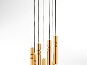 Miniaturka 6 - Lampa wisząca 7-punktowa złota – widok całej lampy
