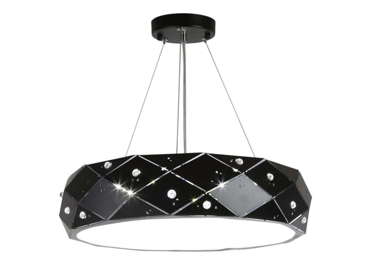 Lampa wisząca Silamina LED 17 W czarna z kryształkami 30 cm