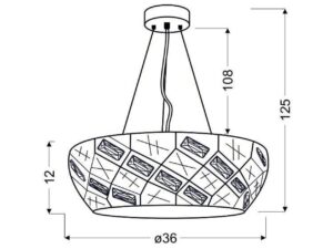 Miniaturka 1 - Rysunek wymiarowy lampy wiszącej Silamina, średnica 36 cm