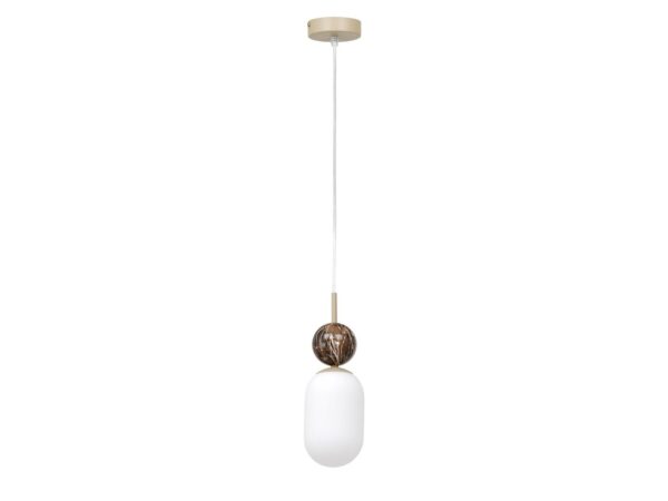 Lampa wisząca Silasia z jednym opalowym kloszem na białym tle