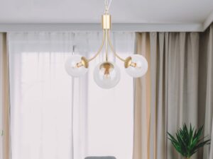 Miniaturka 2 - Trzypunktowa lampa wisząca Silavona z przezroczystymi kloszami nad stołem w jadalni