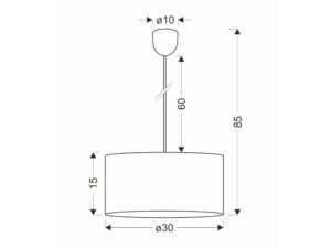 Miniaturka 3 - Lampa wisząca Silenia – rysunek wymiarowy wysokość 85 cm i średnica 30 cm