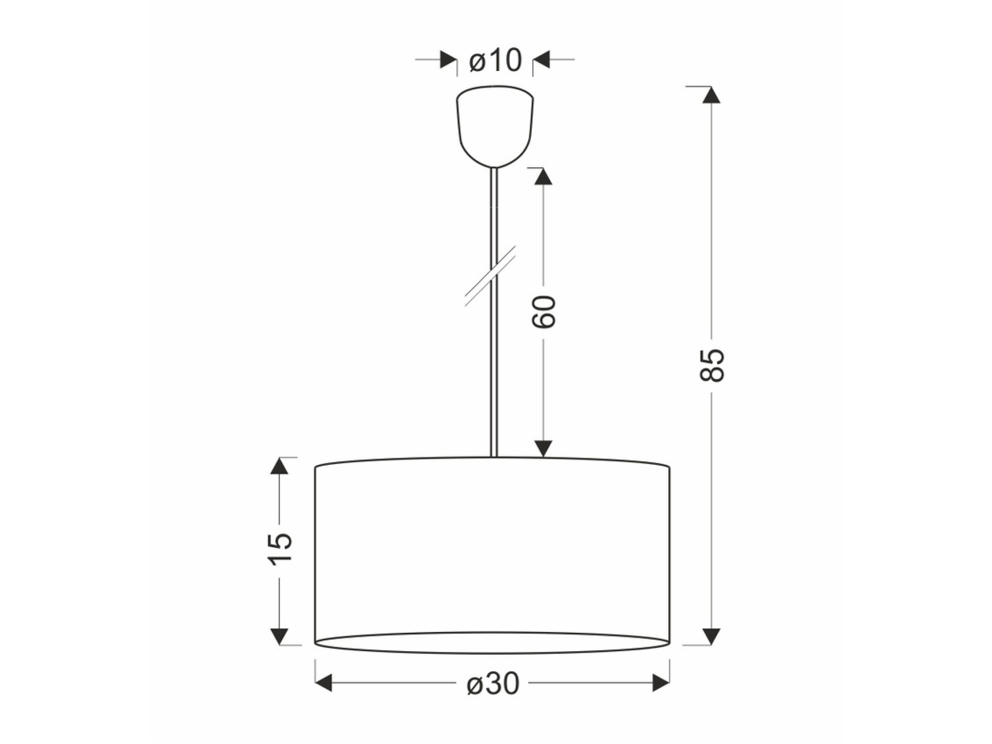 Wymiary lampy wiszącej Silenia 85 na 30 na 30 cm