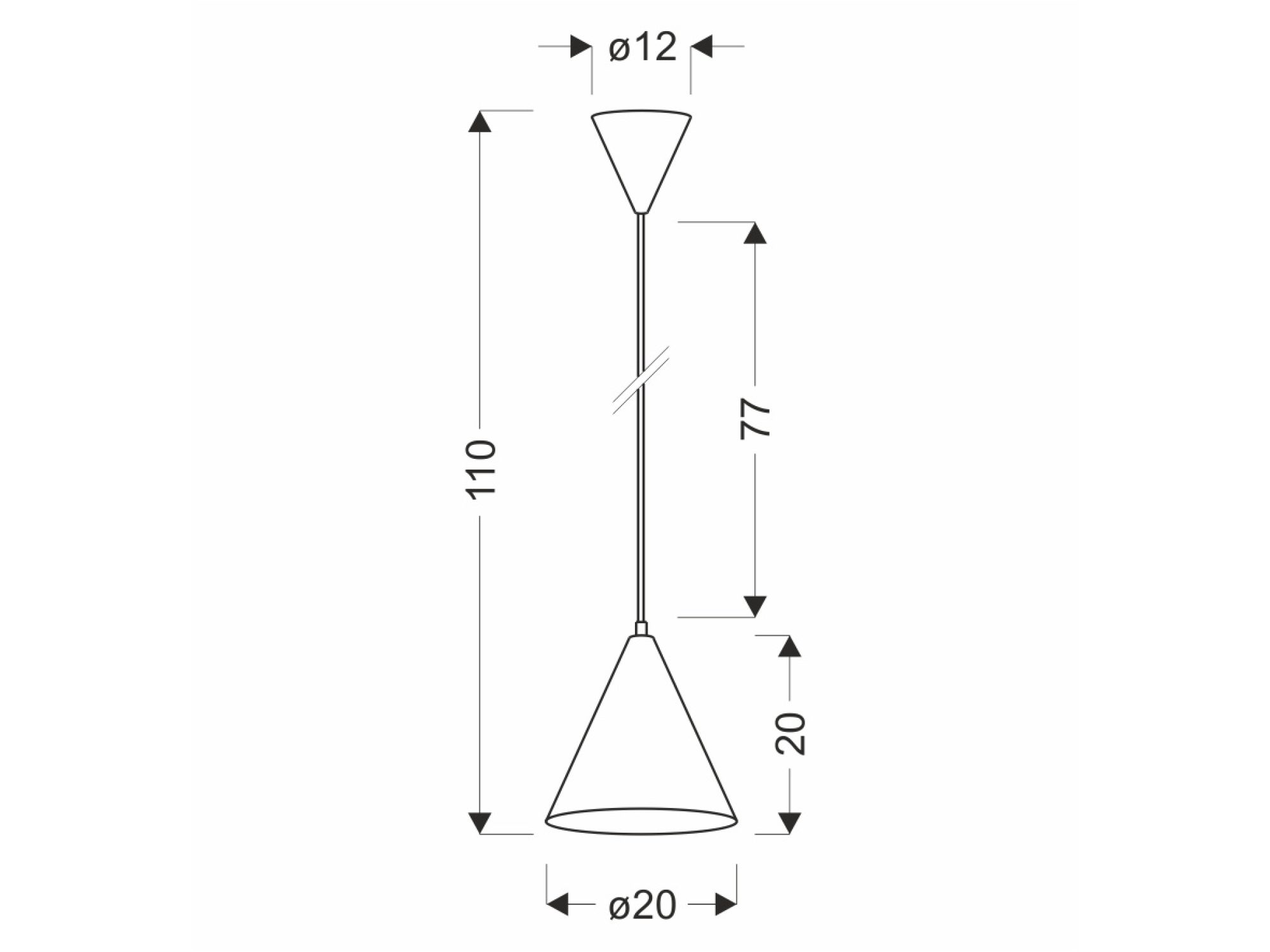 Wymiary lampy wiszącej Silero 110 cm i klosz 20 cm