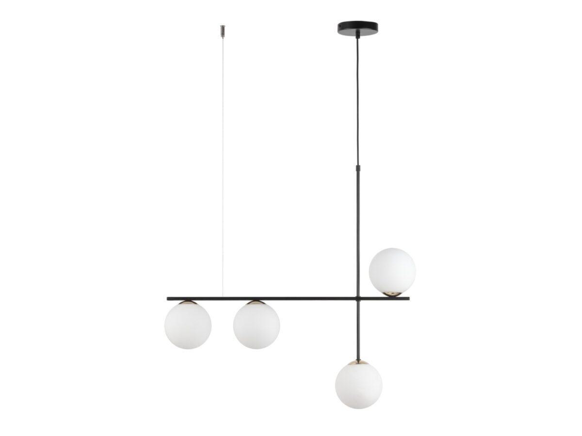 Lampa wisząca Silia 4 czarna 4-punktowa ze szklanymi kulami