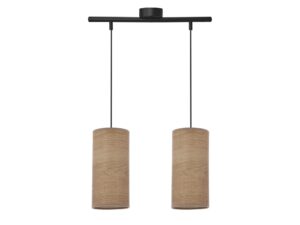 Miniaturka 2 - Lampa wisząca Silitena dwupunktowa czarna z orzechowymi abażurami – produkt