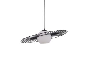 Miniaturka 2 - Lampa Sol 1 czarna, stalowa ażurowa osłona wokół białego szklanego klosza