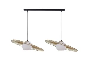Miniaturka 1 - Lampa wisząca Sol 2 czarno-złota – dwa klosze z ażurowymi złotymi osłonami