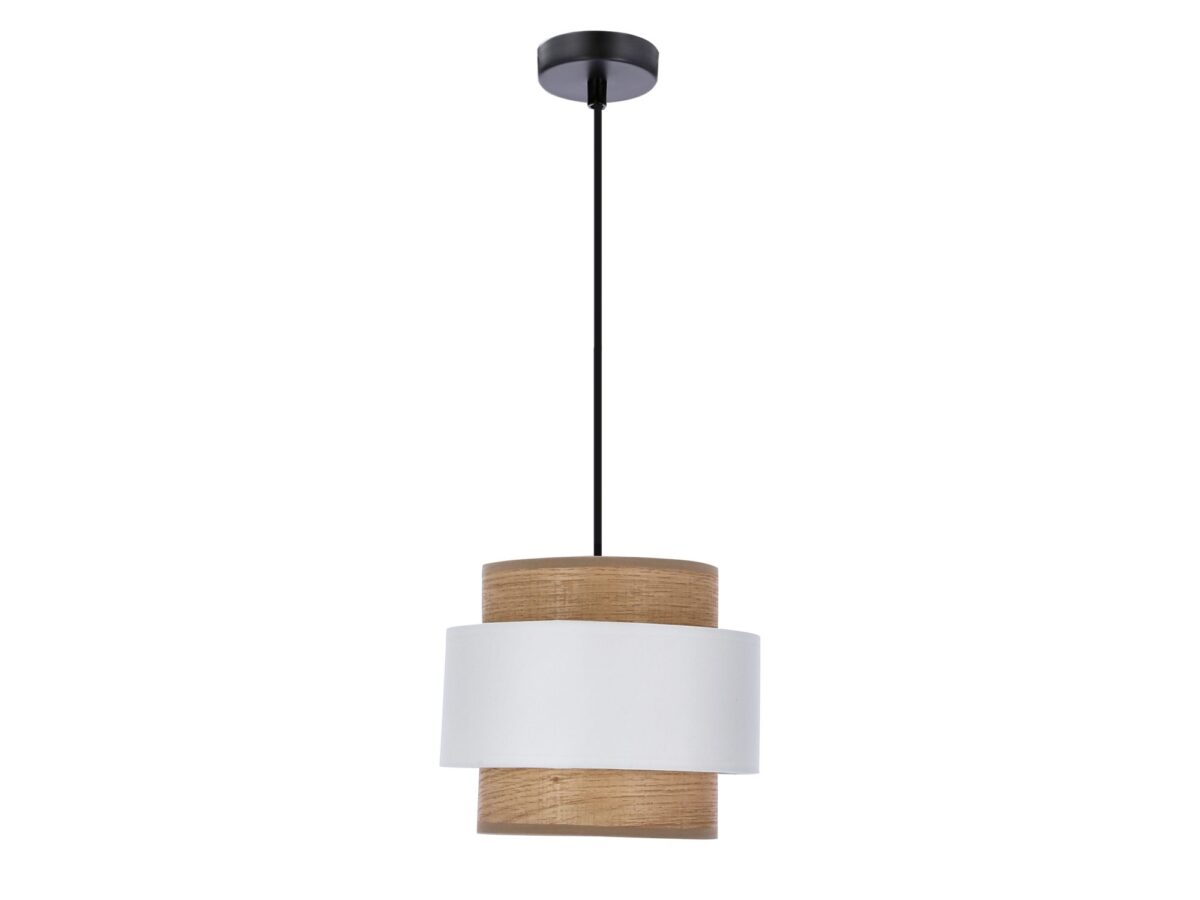 Lampa wisząca Solamano E27 20 cm biało-orzechowa