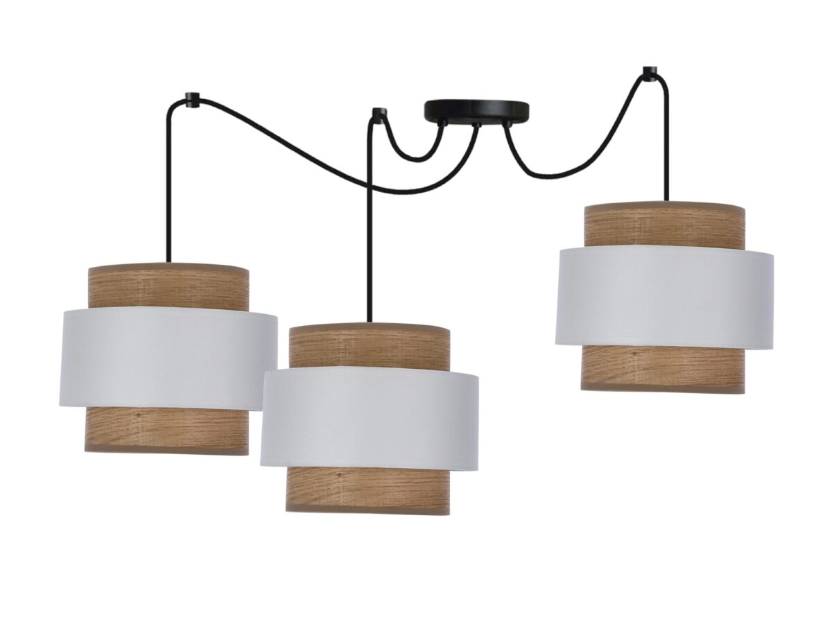 Lampa wisząca Solamano 3-punktowa 100 cm biało-orzechowa