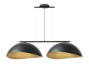 Miniaturka 2 - Lampa wisząca Solar 2 L z czarną belką i dwoma czarno-złotymi kloszami